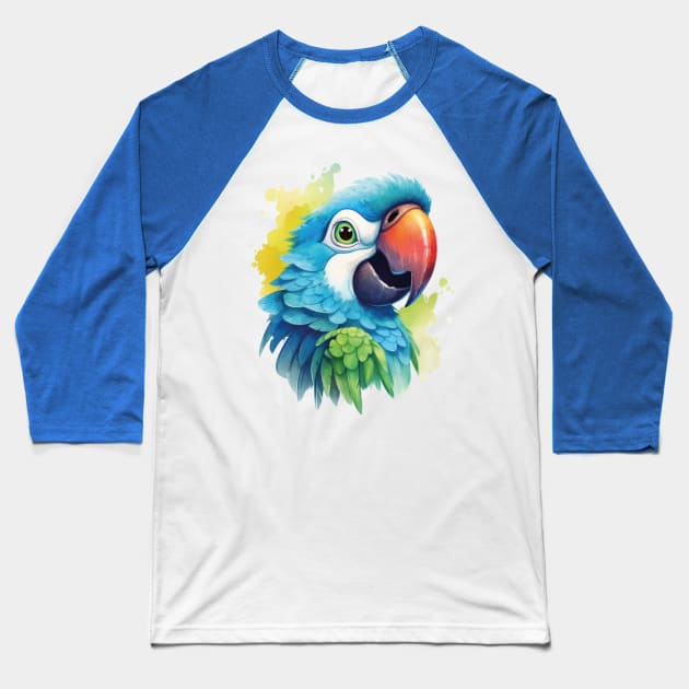 Vibrant Plumage: Exquisite Macaw Head Baseball T-Shirt by ConnectingtoNature